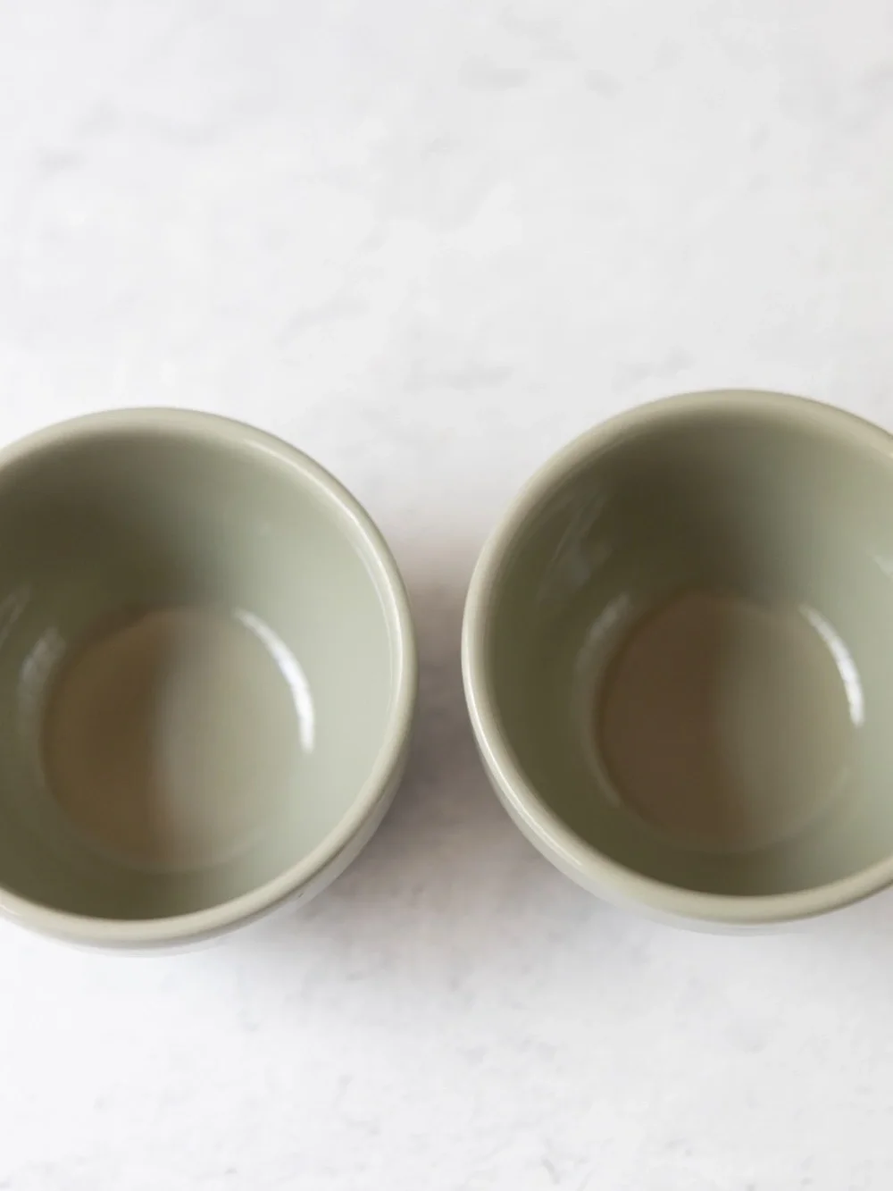 Set of 2 mini Figmint green stoneware small prep ice cream mixing bowls 3.75